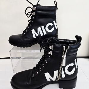Michael Kors Black Logo Combat Boots Soze 7